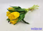  Élethű gumi tulipán 7 szálas mix köteg 28 cm - Sárga