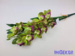  Gumis mű cymbidium orchidea levéllel 54cm - Zöldes