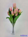  Tulipán 9 fejes selyem csokor 35 cm - Rózsaszín