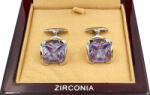  Ezüst mandzsettagombok lila cirkóniákkal (CYR13)