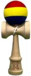Flippy Kendama X Originala, Profesionala, Flippy, din Lemn, Rubber Grip, 18 cm, Rosu Galben Albastru (teo-162399)