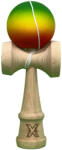 Flippy Kendama X Originala, Profesionala, Flippy, din Lemn cu Bila Cauciucata, 18 cm, Gradient Verde Galben Rosu (teo-162337)