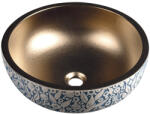 SAPHO PRIORI kerámiamosdó. átm: 41cm. réz/ kék virágmintás