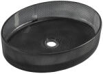 SAPHO NOBAL gravírozott üvegmosdó. átm: 49x38 cm. fekete