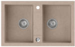 SAPHO Gránit mosogató. duplamedencés. 78x47.5cm. beige