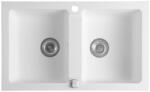 SAPHO Gránit mosogató. duplamedencés. 78x47.5cm. fehér