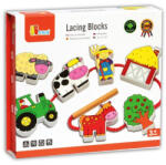 Viga Toys Állatos fűzőcske. Fűzhető háziállatok, fa gyöngyfűző játék (AM00576)