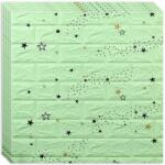 HOZRO 20 db-os HOZRO öntapadós 3D tapéta szett, téglautánzat modell, 10, 78 négyzetméteres terület, modern dizájn, nagyon könnyen felszerelhető, Green Stars (TAPET55-20BUC)