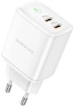 BOROFONE Bn9 Reacher 2 X USB-C Hálózati Töltő - 35W, Fehér
