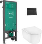 Hansgrohe EluPura S Teljes WC-szett falsík alatti öblítőrendszerrel, iFrame Element E öblítőlappal, EluPura WC-ülőkével, Matt Fekete 60303670 (60303670)