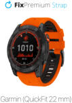 FixPremium - Curea din silicon bicolor pentru Garmin (QuickFit 22mm), portocaliu