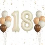  Lufik 18-as szám születésnapra évfordulóra bézs és barna 101cm 12db-os szett