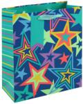 Eurowrap ajándéktasak (21, 5x25x10 cm) kék, neon csillagos (6) (37055-3C)