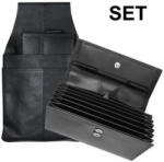 Válogatott designmárka 853552 002 Pincértárca és tartó szett bőr fekete