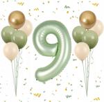  Lufik 9-es szám születésnapra évfordulóra zöld 101cm 11 db-os szett