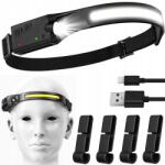  Erős Led Fejlámpa Vízálló Usb Lámpa 5 Üzemmód 4 Kampó (Reflektor LED – białe światło + 4 hak)