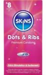 Skins - prémium óvszercsomag 8 db, pontokkal és redőkkel