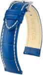 Hirsch Modena Királykék Fehér Varrással óraszíj - 20mm / L -120/80mm