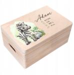 Creative Deco Emlékdoboz nyomtatott ajándék születés keresztelő metrika 30x20x14 (JANCDSD130CUSTOMBABYMEMWILDZEBRAFBM)