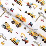 Goldea pamutvászon - teherautók és kotrógépek 160 cm