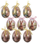 Clayre & Eef Set 9 oua decorative Paste Iepurasi multicolor Ø 5x8 cm (66454)
