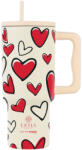 Estia Home Art Save The Aegean Reciclabil Pahar cu mâner Termos Oțel inoxidabil Fără BPA 900ml Red Valentine cu Pai și Mâner 01-37734 (01-37734)