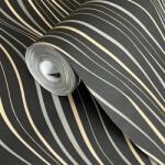 FüggönyFutár Webáruház Fekete-arany színű hullámmintás Grandeco vlies-hab tapéta A75002 (A75002_vip25)