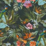 FüggönyFutár Webáruház Fekete-zöld színű növényi mintás vlies-vinyl tapéta, Eldorado 15517