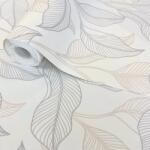 FüggönyFutár Webáruház Fehér alapon kék-bézs színű levélmintás Grandeco vlies-hab tapéta 2026 A74901 (A74901)
