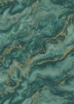 FüggönyFutár Webáruház Zöld-arany színű márványmintás Vlies-vinyl tapéta, Erismann Elle Decoration 4, 10447-19
