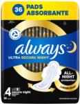 Always Șervețel sanitar cu aripi de noapte Always Ultra Secure 36pcs (10FC010169)