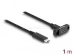Delock SuperSpeed USB 10 Gbps (USB 3.2 Gen 2) USB Type-C kábel apa-anya 1 m panel-csatlakozójú fekete (DL87824) (DL87824)