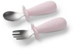 BabyOno Be Active Stainless Steel Spoon and Fork étkészlet gyermekeknek Pink 12m+ 2 db