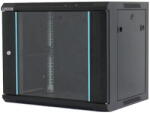 Dateup Cabinet metalic de perete Dateup MP. 6606.9001, 6U 600 x 600 mm, usa din sticla, panouri detasabile securizate, capacitate 70 kg, negru (MP.6606.9001)