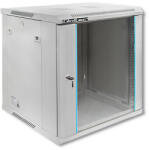 Qoltec 19"-os RACK szekrény, 12U, 600 x 635 x 600. Edzett üveg ajtó. Szürke. 54487 (54487)
