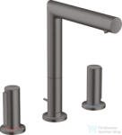 Hansgrohe AXOR UNO 200 3 üléses mosdó csaptelep Zero fogantyúval, automata leeresztővel, szálcsiszolt fekete króm 45133340 (45133340)