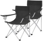 SONGMICS Összecsukható Kemping Szék Szett Pohártartóval Fekete (EUZ-GCB01BK)