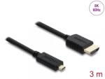 Delock Cablu Coaxial High Speed HDMI la micro-D HDMI 8K60Hz/4K240Hz 3m Negru, Delock 81692 (81692)