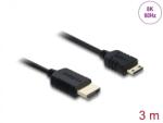 Delock Cablu Coaxial High Speed HDMI la mini-C HDMI 8K60Hz/4K240Hz 3m Negru, Delock 81686 (81686)