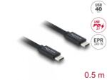 Delock Cablu Coaxial USB 40 Gbps 240W PD 3.1 8K30Hz 0.5m Negru, Delock 81705 (81705)