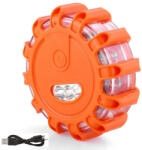 Autolife Mágneses, akkumulátoros vészvillogó narancssárga lámpa 12+3 LED Autolife 23114
