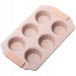 kamille muffin forma, 6 darabos, 30x18x3 cm, márvány mintás, pöttyös (KM-6038)