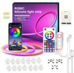  3m-es Rgbic Neon Led Szalag Szivárvány Effekttel, Bluetooth Applikációval, Távirányítóval, Időzítővel, USB-ről (Taśma LED NEON RGBIC 3m Aplikacja Bluetooth)