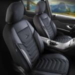 PANDA-CSC Huse auto universale Peru gri-negru | Piele ecologică + Textil Piqué | Față 1+1, compatibile cu ROVER STREETWISE
