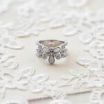  Pierścionek Srebrny Cyrkonie Kwiatek Regulowany Delikatny Biżuteria Ślubna (FR09HOP89)