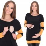  Kismama és szoptatós pulóver kismamáknak Zsuzsa fekete sárga XL 7140