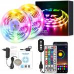  Led szalag 12M Rgb 5050 Bluetooth telefon alkalmazás Távirányító Tápegység 12V (Taśma LED RGB5050 Bluetooth Kolorowa Paski)