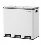 SONGMICS Konyhai szemeteskosár 3 rekeszes fehér lassan ereszkedő vödör fedél 3x 18L (LTB54WT)