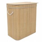 NUXIO Bambusz Szennyestartó Kosár Kétrekeszes Fogantyúval 100L Bézs 32x52x60CM (N05001)