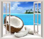 agmART 3D Fotótapéta Ablak kilátás óceán víz fák kókusz (agmart001)
